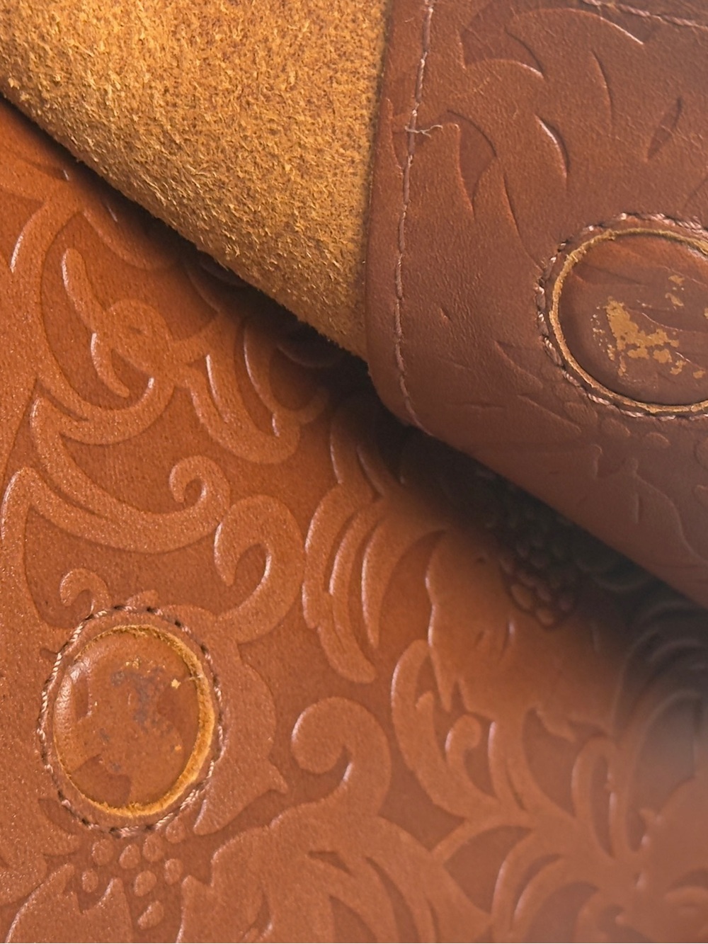 Brown Floral Embossed Leather Portland Leather Metro Crossbody Bag - Picture 2 of 6